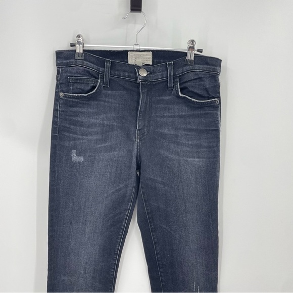 Current/Elliott Topanga The Slim Straight High Rise Jeans Sz 28 black distressed - Picture 2 of 9